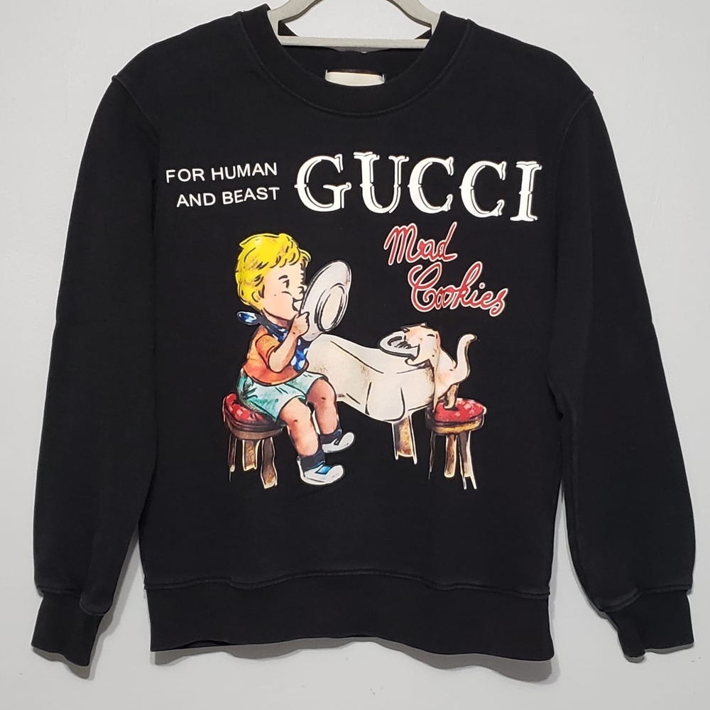 Gucci Mad Cookies Black Graphic For Human And Beast Sweatshirt Size S